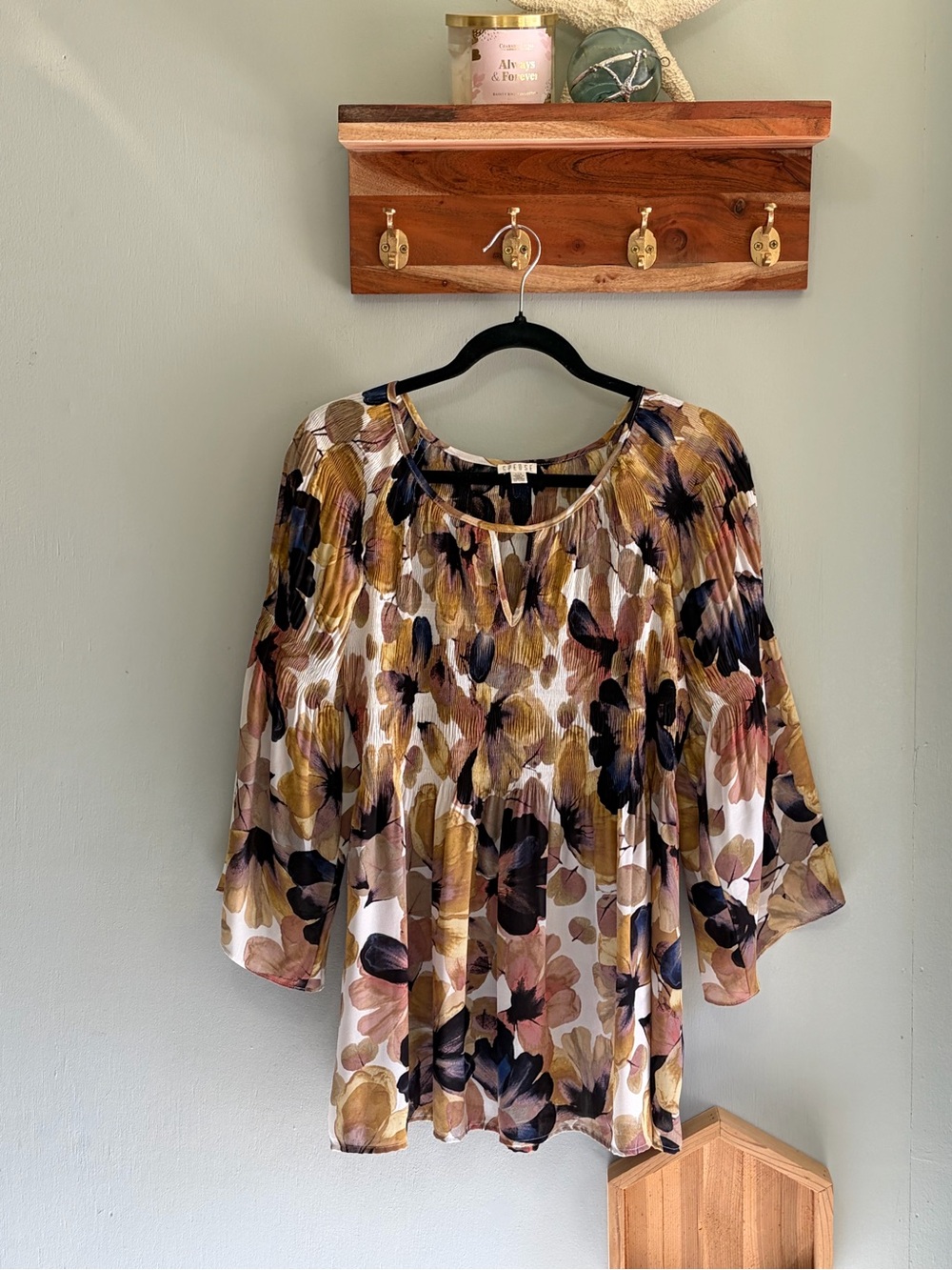 Spense Floral Tunic in Cream, Brown, Navy & Pink